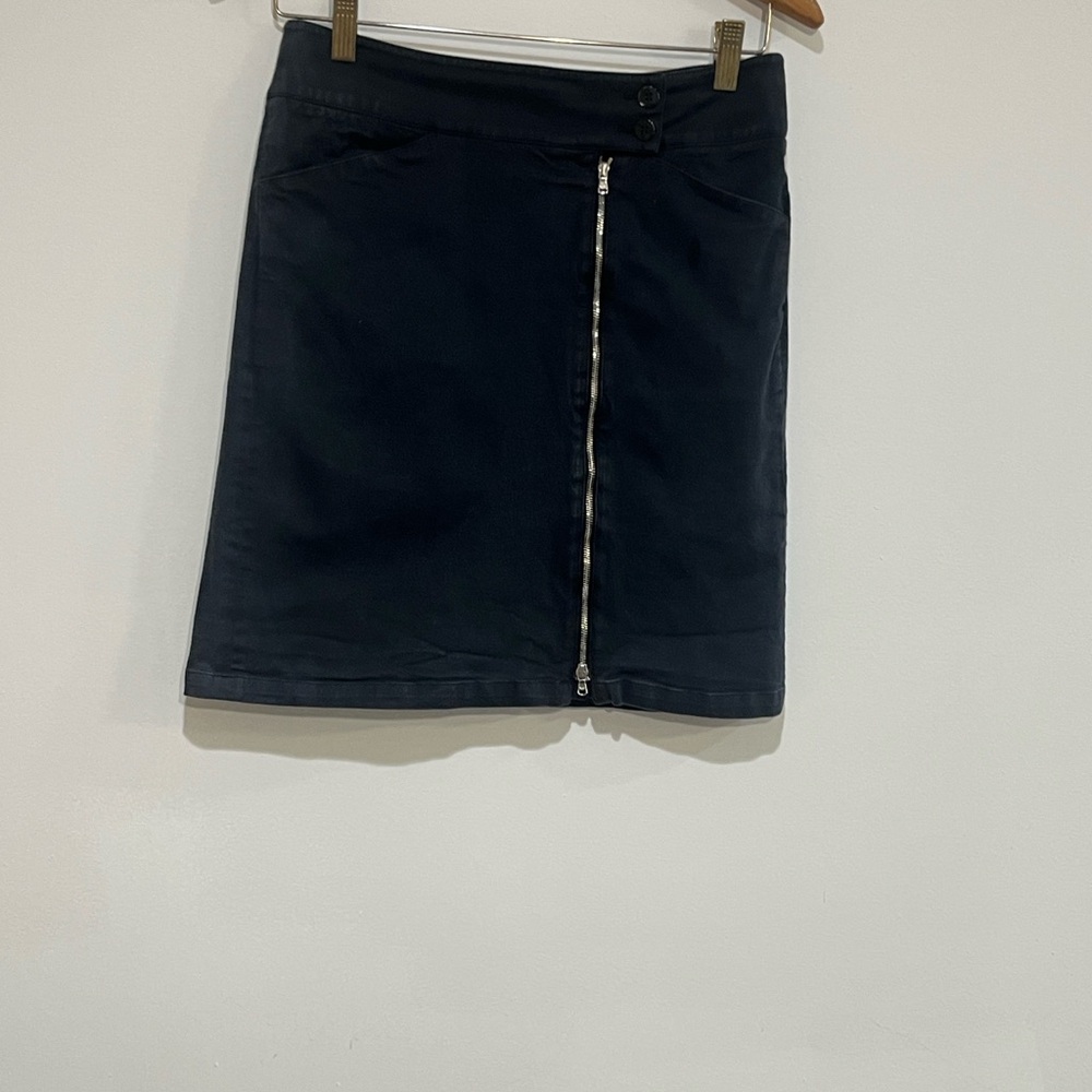 Emporio Armani Navy Mini Skirt with Zipper Detail
